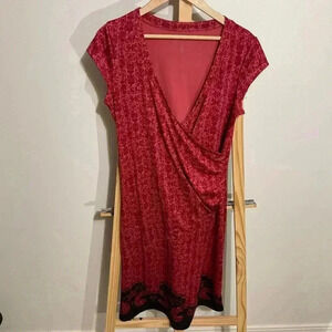 Athleta dress women’s size large faux wrap, abstract pattern, geometric athleisu